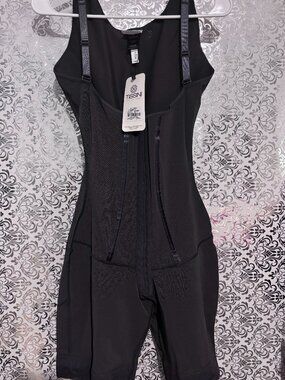 NWT Tissini Faja Colombiana Body Shaper Mid Thigh Open Bust - Charcoal Black